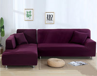 HKM-890515 L-Shaped Sofa Cover in Solid Color with High Elasticity - All-Inclusive Protection