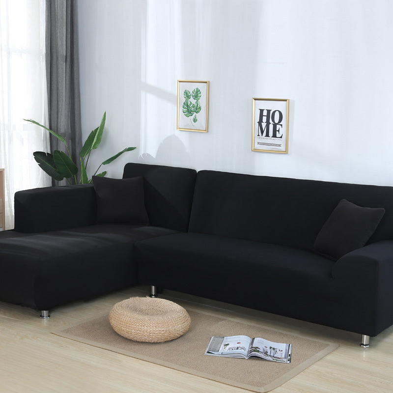 HKM-890515 L-Shaped Sofa Cover in Solid Color with High Elasticity - All-Inclusive Protection