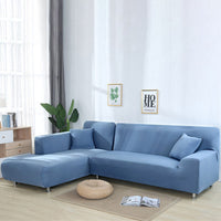 HKM-890515 L-Shaped Sofa Cover in Solid Color with High Elasticity - All-Inclusive Protection