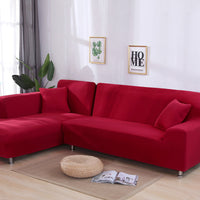 HKM-890515 L-Shaped Sofa Cover in Solid Color with High Elasticity - All-Inclusive Protection