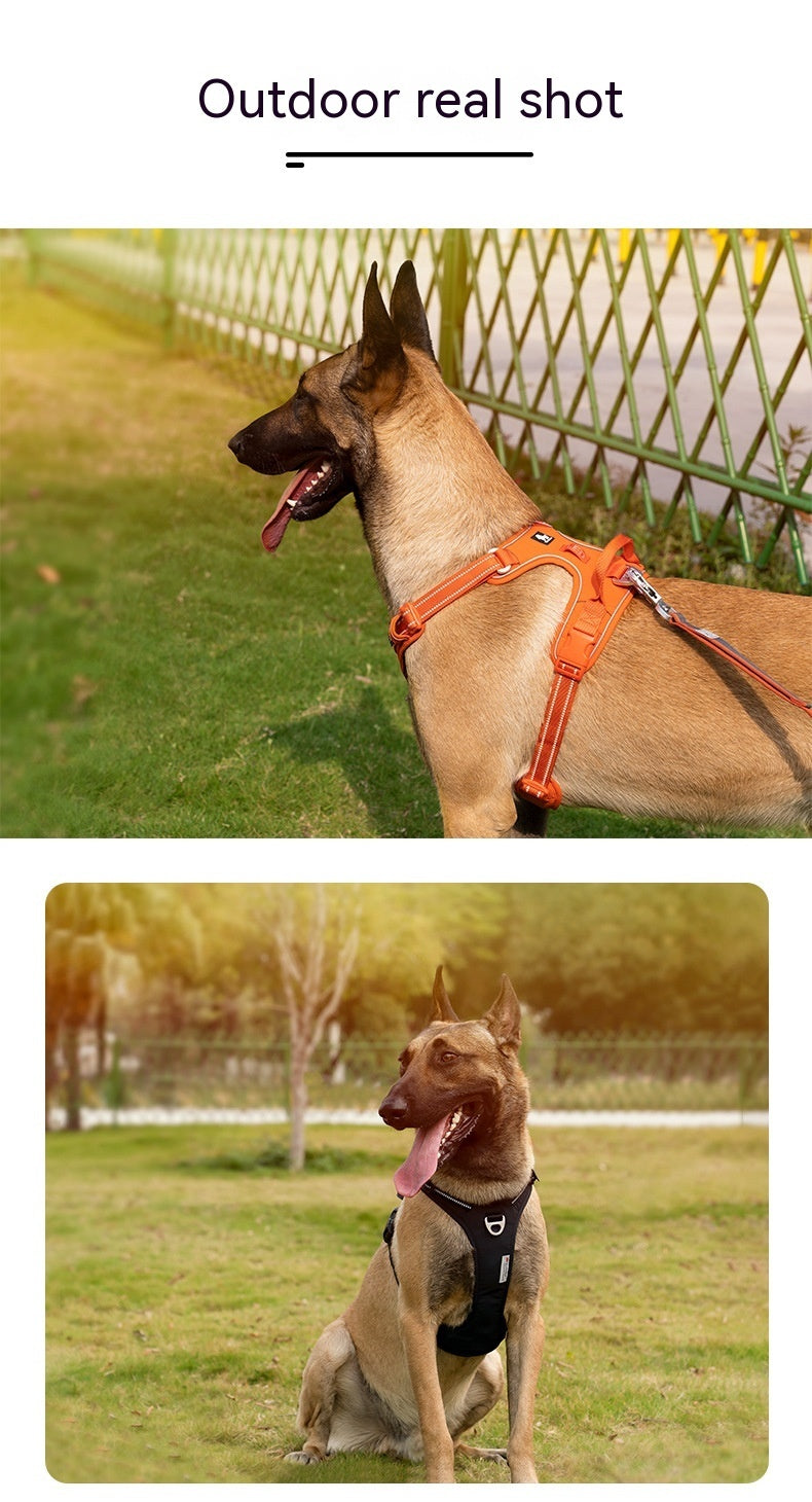 HKM-890643 Reflective Dog Harness with Hand Holding Rope - Adjustable Sizes for Small to XL Dogs