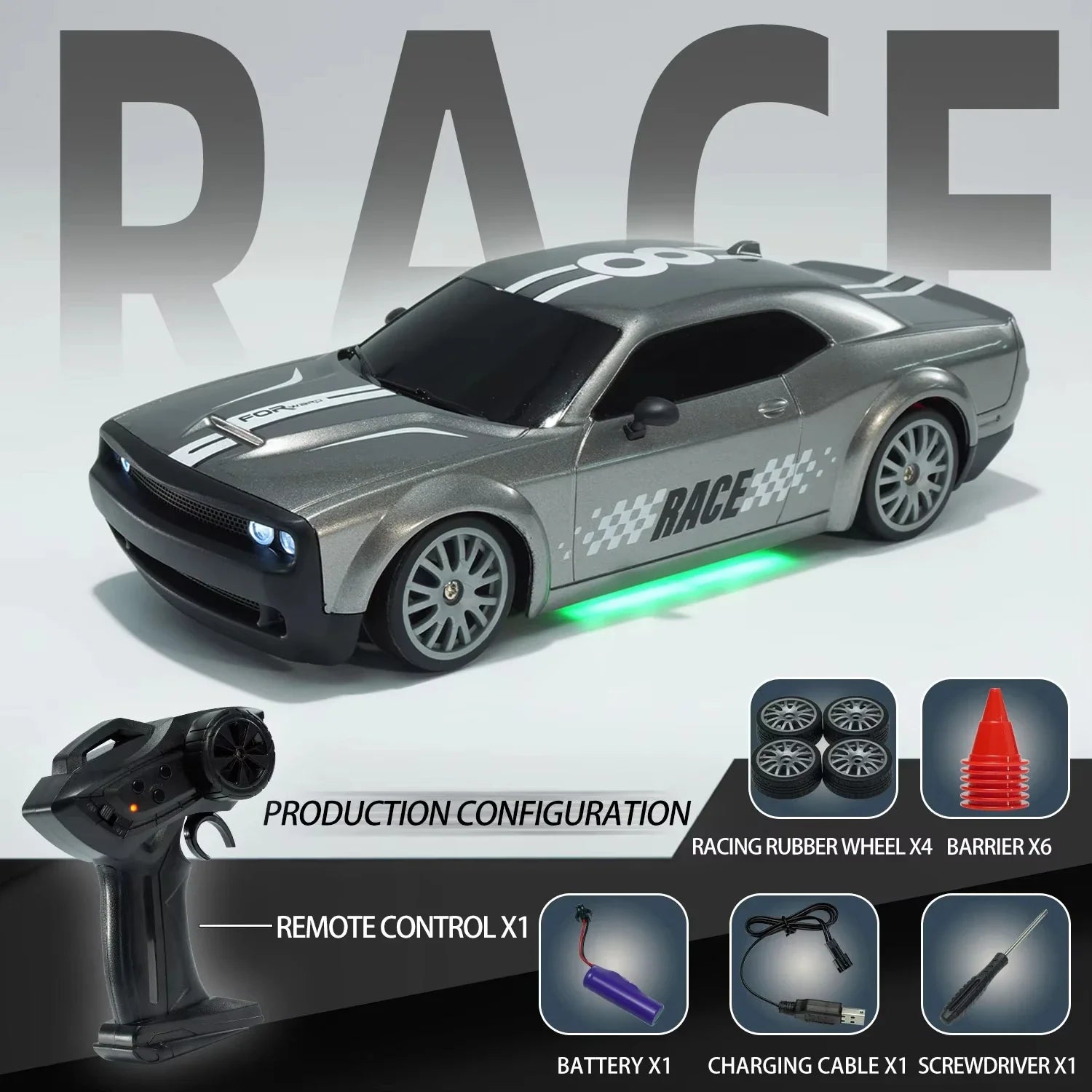 HKM-890707 4WD Electric Remote Control Off Road Drift RC Car, 1:20 Scale, Ready-to-Go for Ages 5 and Up