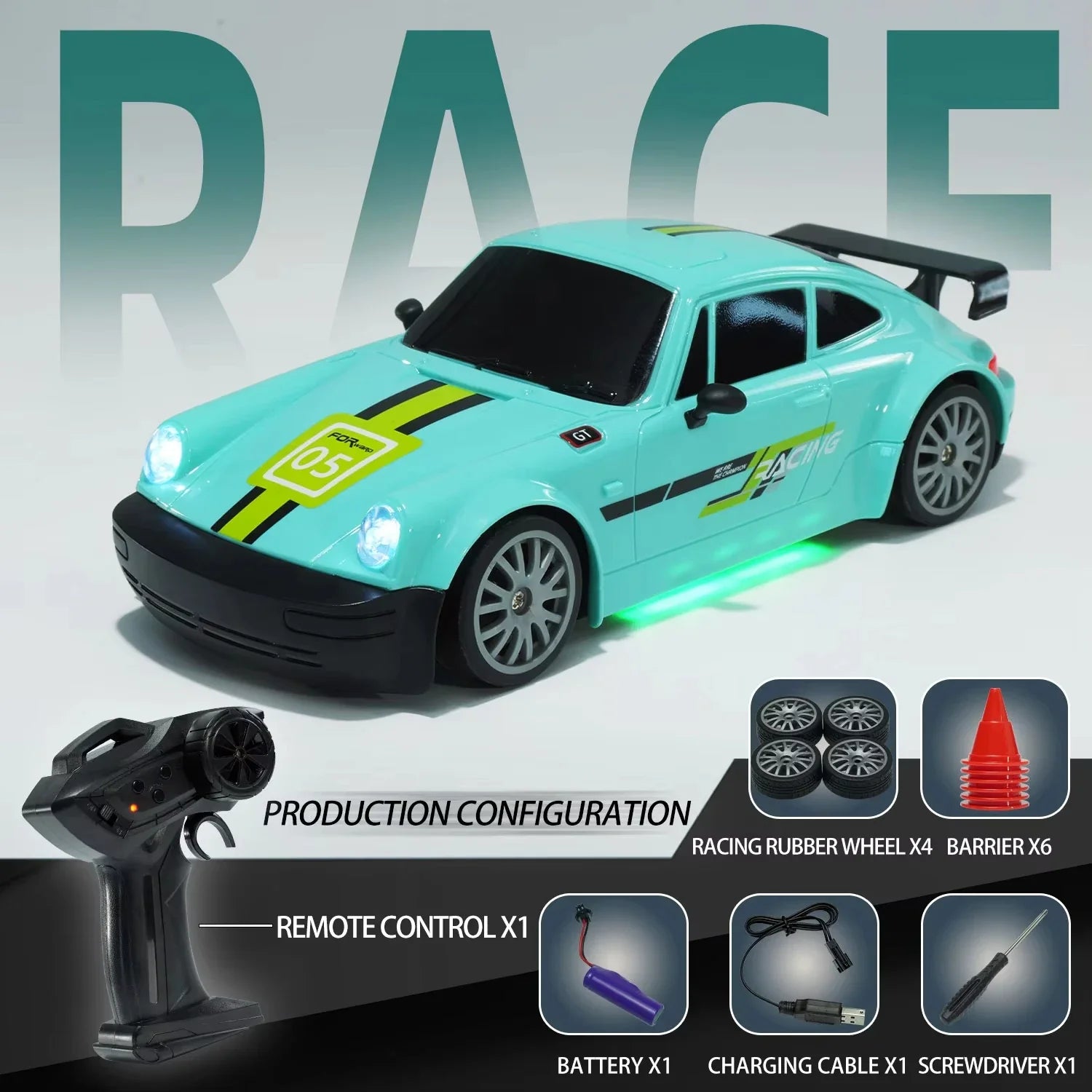 HKM-890707 4WD Electric Remote Control Off Road Drift RC Car, 1:20 Scale, Ready-to-Go for Ages 5 and Up