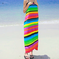 HKM-890707 Extra Large Microfiber Lightweight Beach Towel - Quick Dry Multicolor Rainbow Design, 150x70cm