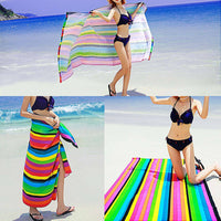 HKM-890707 Extra Large Microfiber Lightweight Beach Towel - Quick Dry Multicolor Rainbow Design, 150x70cm