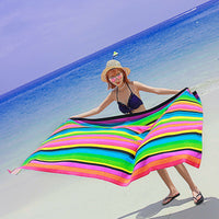 HKM-890707 Extra Large Microfiber Lightweight Beach Towel - Quick Dry Multicolor Rainbow Design, 150x70cm