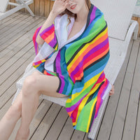 HKM-890707 Extra Large Microfiber Lightweight Beach Towel - Quick Dry Multicolor Rainbow Design, 150x70cm