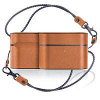 HKM-891027 Wireless Bluetooth Headset Leather Case with Charging Box for Compatible iPhone Models - Black, Dark Blue, Brown, Gray, Green