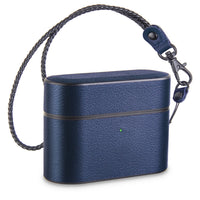 HKM-891027 Wireless Bluetooth Headset Leather Case with Charging Box for Compatible iPhone Models - Black, Dark Blue, Brown, Gray, Green