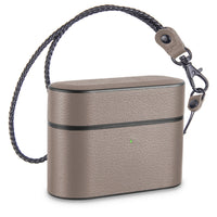 HKM-891027 Wireless Bluetooth Headset Leather Case with Charging Box for Compatible iPhone Models - Black, Dark Blue, Brown, Gray, Green