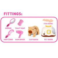 HKM-891091 Walking and Barking Capybara Stuffed Animal with Pretend Play Accessories for Kids