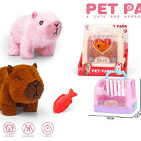 HKM-891091 Walking and Barking Capybara Stuffed Animal with Pretend Play Accessories for Kids