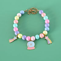 HKM-891155 Colorful Pearl Dream Moon Headdress and Meteor Rabbit Collar with Necklace and Bracelet - Seasonal Accessory for Pets