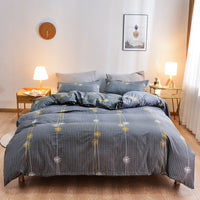 HKM-891283 Elegant Floral Themed 4-Piece Bedding Set - Twill Fabric with Reactive Print