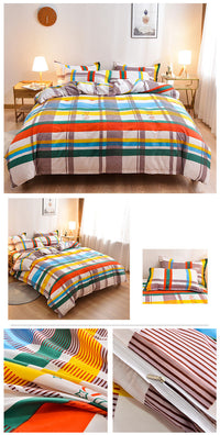 HKM-891283 Elegant Floral Themed 4-Piece Bedding Set - Twill Fabric with Reactive Print