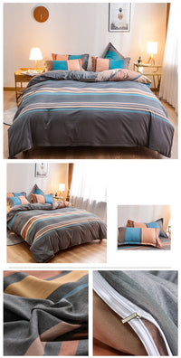 HKM-891283 Elegant Floral Themed 4-Piece Bedding Set - Twill Fabric with Reactive Print