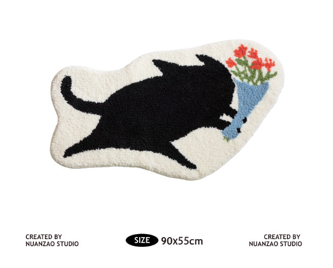 HKM-891347 Cute Cat Non-slip Absorbent Cartoon Carpet in Various Sizes