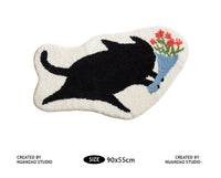 HKM-891347 Cute Cat Non-slip Absorbent Cartoon Carpet in Various Sizes