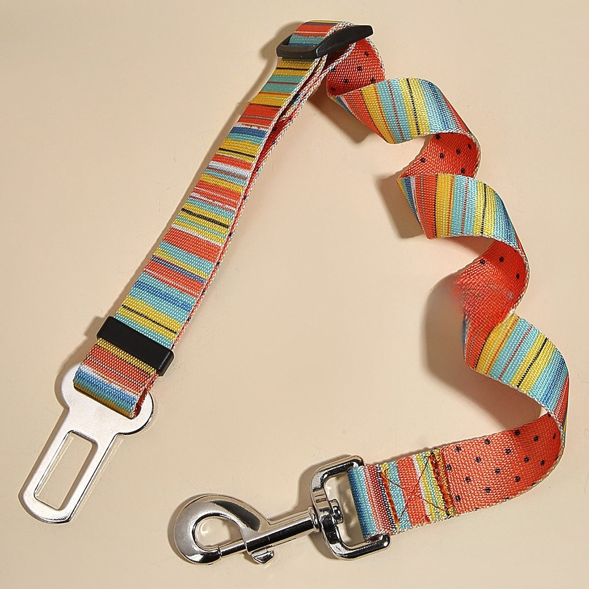 HKM-891411 Nylon Printed Pet Car Seat Belt with Hand Holding Rope for Dogs and Cats
