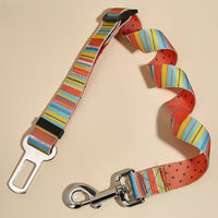 HKM-891411 Nylon Printed Pet Car Seat Belt with Hand Holding Rope for Dogs and Cats