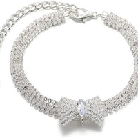 HKM-891475 Adjustable Crystal Bow Pet Collar for Small to Medium Dogs and Cats
