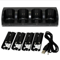 HKM-891475 WII Four-Port Charging Station with Rechargeable Batteries and USB Cable