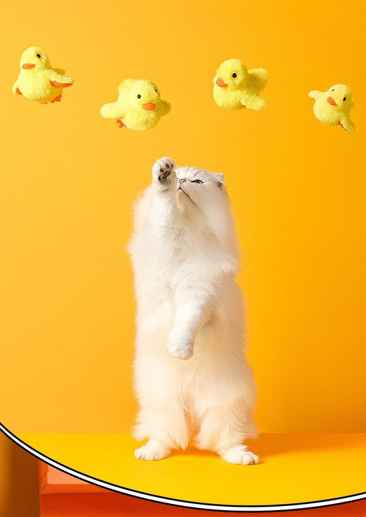 HKM-891731 Automatic Gravity Duck Cat Toy with Simulation Vibration and Sound, Rechargeable Battery, Catnip Included