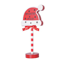HKM-891731 Christmas Decorative Light Sign - Wooden Stop Signs and North Pole Designs for Holiday Home Decor