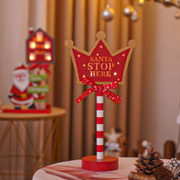 HKM-891731 Christmas Decorative Light Sign - Wooden Stop Signs and North Pole Designs for Holiday Home Decor