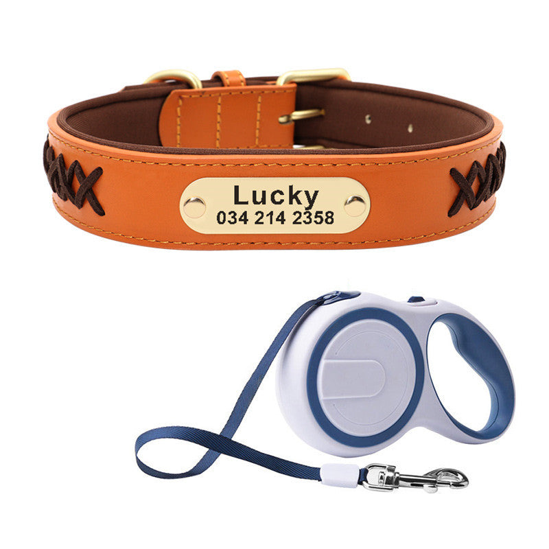 HKM-891795 Multicolor Adjustable PU Leather Dog Collar for Medium and Large Dogs