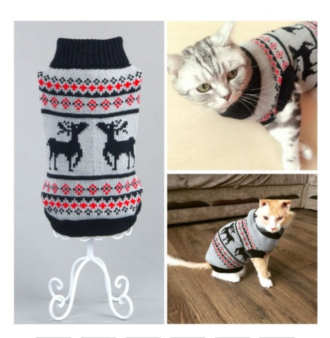 HKM-891859 Cozy Acrylic Dog Sweater in Yellow, Black, Gray, and Red for All Sizes