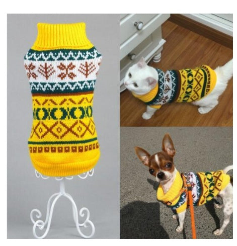 HKM-891859 Cozy Acrylic Dog Sweater in Yellow, Black, Gray, and Red for All Sizes