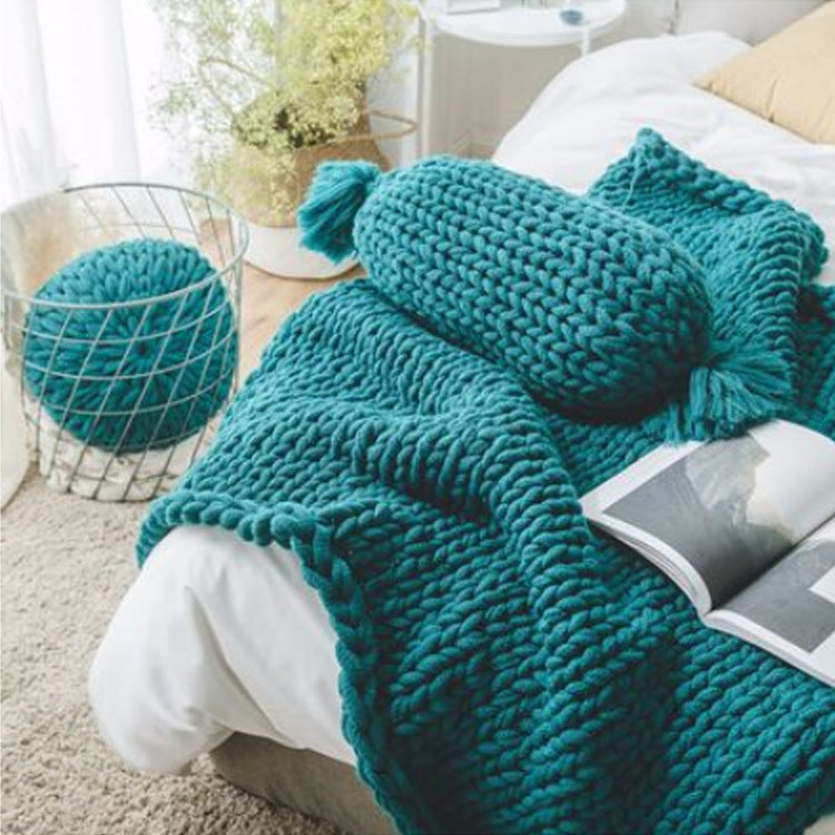 HKM-891859 Sofa Lunch Break Knitted Office Nap Blanket - Soft Acrylic, Casual Use, 130x160cm, Multi-Color Options