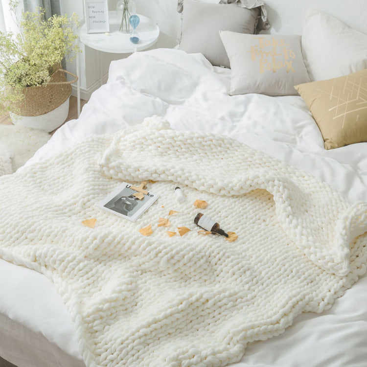 HKM-891859 Sofa Lunch Break Knitted Office Nap Blanket - Soft Acrylic, Casual Use, 130x160cm, Multi-Color Options