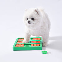 HKM-891923 Interactive Dog Toy for Boredom Relief - Square Leaky Food Dispenser, 23x24x2.8CM, Green/Blue