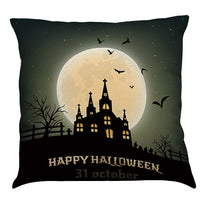 HKM-891987 Halloween Cotton Linen Cushion Cover - 45x45 Super Soft Pillowcase in Festive Colors