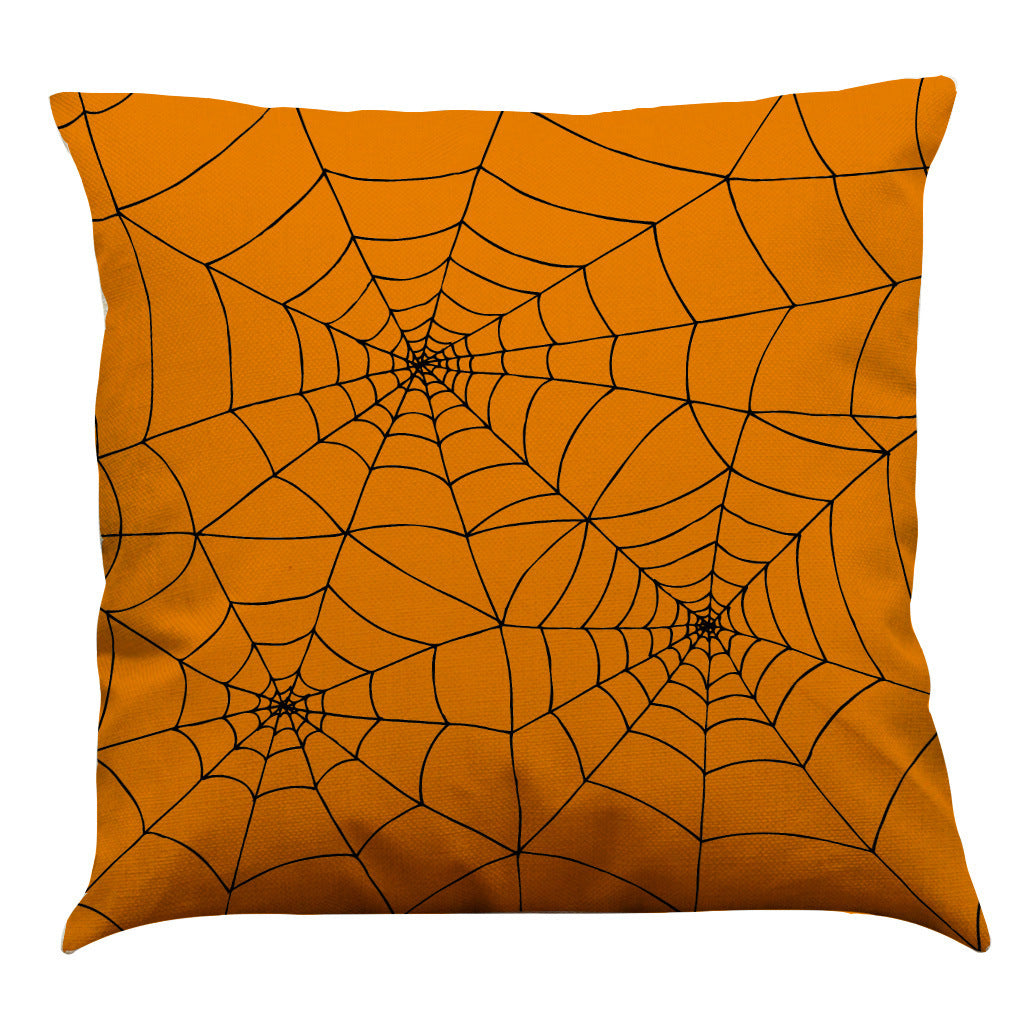 HKM-891987 Halloween Cotton Linen Cushion Cover - 45x45 Super Soft Pillowcase in Festive Colors