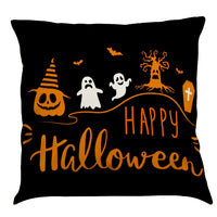 HKM-891987 Halloween Cotton Linen Cushion Cover - 45x45 Super Soft Pillowcase in Festive Colors