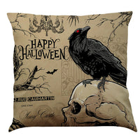 HKM-891987 Halloween Cotton Linen Cushion Cover - 45x45 Super Soft Pillowcase in Festive Colors