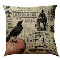 HKM-891987 Halloween Cotton Linen Cushion Cover - 45x45 Super Soft Pillowcase in Festive Colors