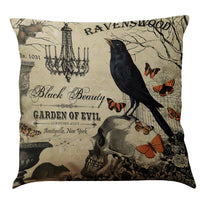 HKM-891987 Halloween Cotton Linen Cushion Cover - 45x45 Super Soft Pillowcase in Festive Colors