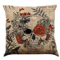 HKM-891987 Halloween Cotton Linen Cushion Cover - 45x45 Super Soft Pillowcase in Festive Colors