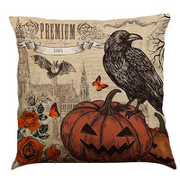 HKM-891987 Halloween Cotton Linen Cushion Cover - 45x45 Super Soft Pillowcase in Festive Colors