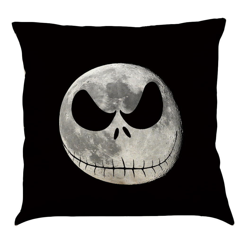 HKM-891987 Halloween Cotton Linen Cushion Cover - 45x45 Super Soft Pillowcase in Festive Colors