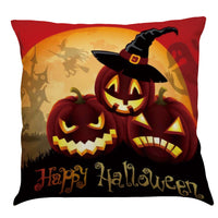 HKM-891987 Halloween Cotton Linen Cushion Cover - 45x45 Super Soft Pillowcase in Festive Colors