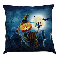 HKM-891987 Halloween Cotton Linen Cushion Cover - 45x45 Super Soft Pillowcase in Festive Colors