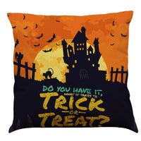 HKM-891987 Halloween Cotton Linen Cushion Cover - 45x45 Super Soft Pillowcase in Festive Colors