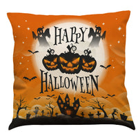 HKM-891987 Halloween Cotton Linen Cushion Cover - 45x45 Super Soft Pillowcase in Festive Colors