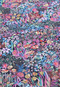 HKM-892115 Deep Blue Series Botanical Print 100% Cotton Twill Fabric - Bird Forest Design