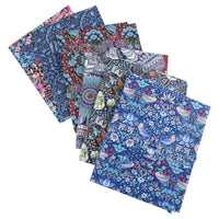 HKM-892115 Deep Blue Series Botanical Print 100% Cotton Twill Fabric - Bird Forest Design